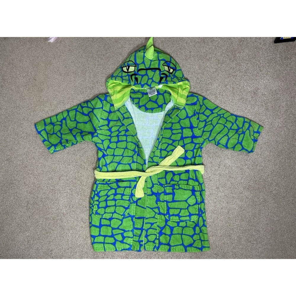 Saint Eve Boys Dinosaur Hooded Robe Swim Beach Cover Up Size XS 5/6